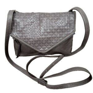 HOBO Envelope Crossbody Embossed Leather Bag Gray EUC